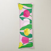 Tulips Pink Yellow Purple Green Modern Customize. ボディピロー (裏面 (縦))