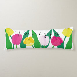 Tulips Pink Yellow Purple Green Modern Customize. ボディピロー