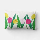 Tulips Pink Yellow Purple Green Modern Customize. ランバークッション (裏面)