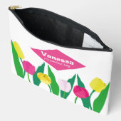 Tulips Pink Yellow Purple Green Modern Cute.  アクセサリーポーチ (見開き)