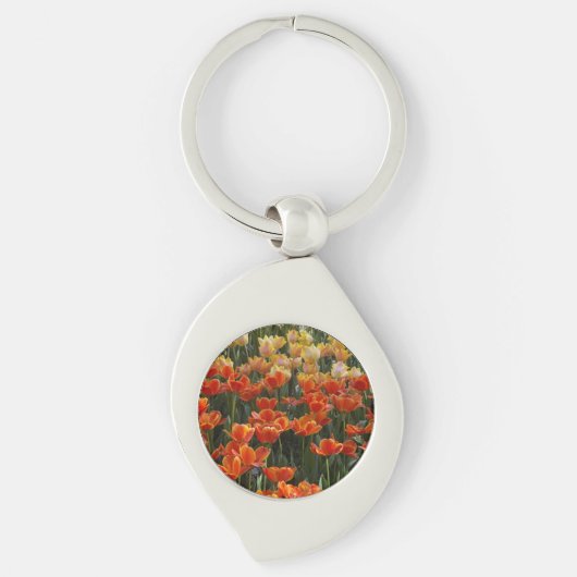 Tulips Round Metal Keychain キーホルダー (正面)