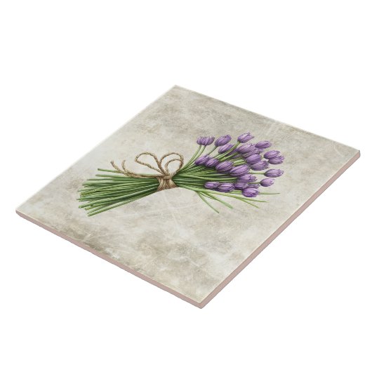 Tulips Rustic Floral Faux Ceramic Tile タイル (側面)