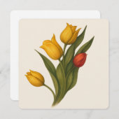 Tulips Square, Plum & Blush, Elegant Floral Thank サンキューカード (正面/裏面)