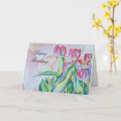 Tulipsmall、HappyBirthday カード (黄色い花)