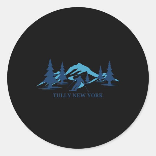 Tully New York Ski Resort Skiing Skier ラウンドシール (正面)