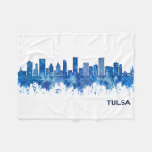 Tulsa Oklahoma Skyline Blue フリースブランケット (正面(横))