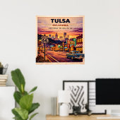 Tulsa Route 66 Vintage Travel ポスター (ホームオフィス)