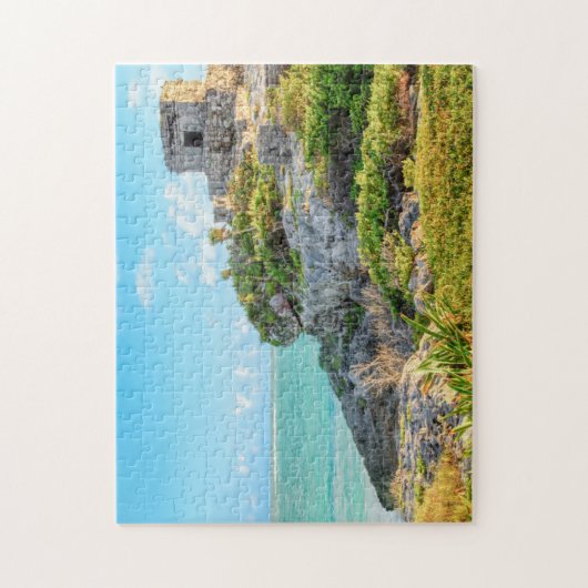 Tulumの台なしの眺め、風の寺院、メキシコの神 ジグソーパズル (縦)