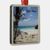 Tulum、メキシコ-太陽の休暇-をオーナメント浜に引き上げて下さい メタルオーナメント (右)