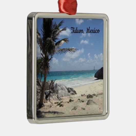 Tulum、メキシコ-太陽の休暇-をオーナメント浜に引き上げて下さい メタルオーナメント (右)