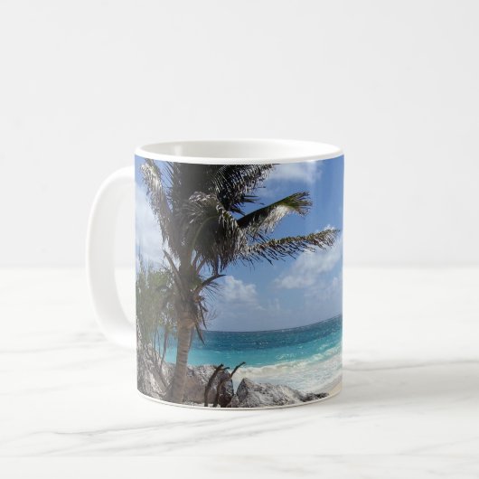 Tulum、メキシコ-太陽の休暇-をマグ浜に引き上げて下さい コーヒーマグカップ (正面左)