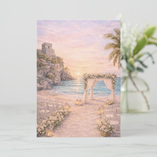 Tulum Beach Wedding Invitation | Editabe 招待状 (スタンド正面)