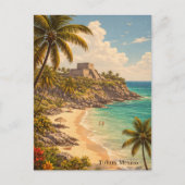 Tulum Mexico Retro Beach Destination ポストカード (正面)