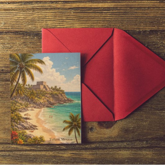 Tulum Mexico Retro Beach Destination ポストカード
