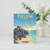 Tulum Mexico Watercolor ポストカード (スタンド正面)