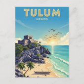 Tulum Mexico Watercolor ポストカード (正面)