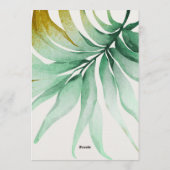Tulum Watercolor Tropical Gold Palm Destination 招待状 (裏面)