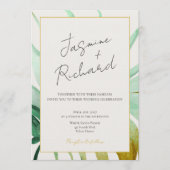 Tulum Watercolor Tropical Gold Palm Destination 招待状 (正面)