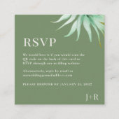 Tulum Watercolor Tropical Gold Palm Destination QR エンクロージャーカード (正面)