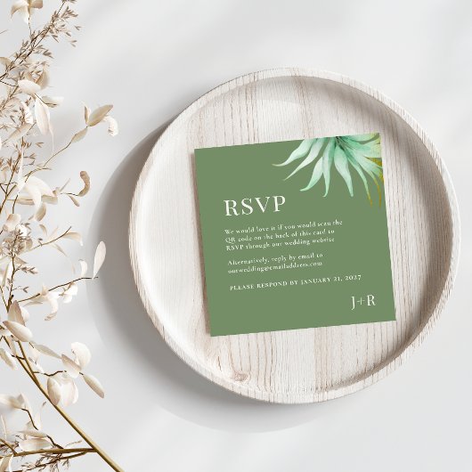 Tulum Watercolor Tropical Gold Palm Destination QR エンクロージャーカード