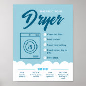 Tumble Dryer Instructions Laundromat Sign Poster ポスター (正面)