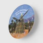 Tumbleweedのクリスマスツリー ラウンド壁時計 (傾斜)