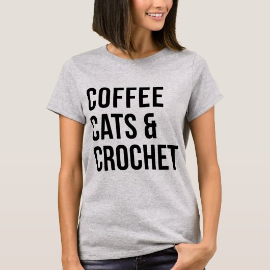 Tumblr Tシャツコーヒー猫とクロシェ Tシャツ (正面)