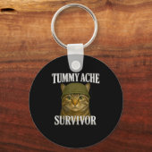 Tummy Ache Survivor Cat Meme Funny Kitten Gift Men キーホルダー (正面)
