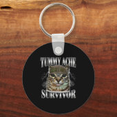 Tummy Ache Survivor Funny Cat Meme Sarcastic Quote キーホルダー (正面)