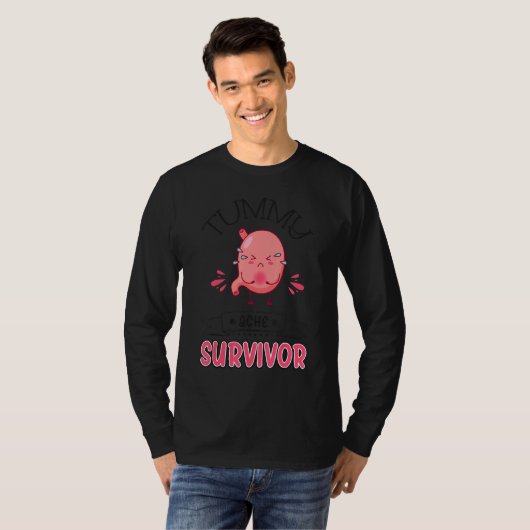 Tummy Ache Survivor Stomachache Awareness Apparel  Tシャツ (正面フル)