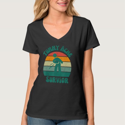 Tummy Ache Survivor Stomachache IBS  Men Woman Tシャツ (正面)