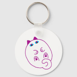 Tummy Chonky White Cat Keychain キーホルダー