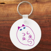 Tummy Chonky White Cat Keychain キーホルダー (正面)