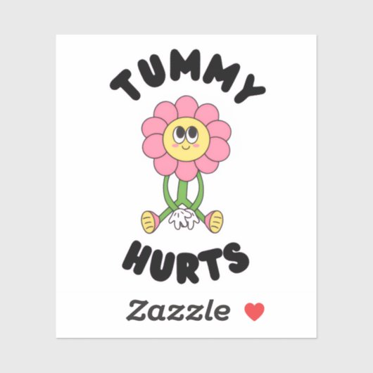 'Tummy Hurts' Cute Funny Stomach Ache Sticker シール (シート)