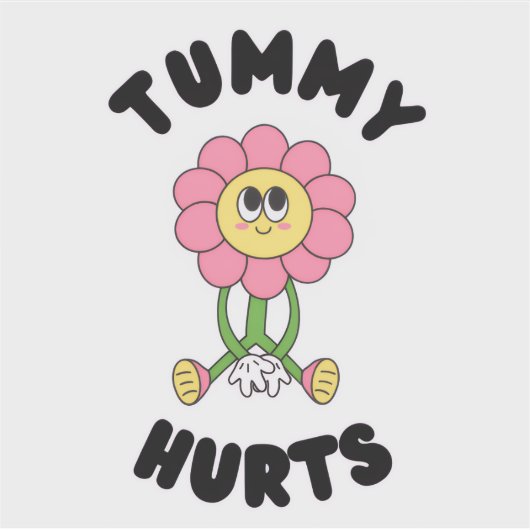 'Tummy Hurts' Cute Funny Stomach Ache Sticker シール (正面)