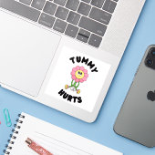 'Tummy Hurts' Cute Funny Stomach Ache Sticker シール (ノートパソコンとiPhone)