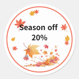tumn Season Off Sticker – Fall Sale Promotion  ラウンドシール