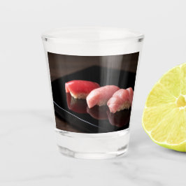Tuna Trio on Black – Elegant Sushi Glass by SUSHIM ショットグラス