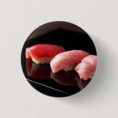 Tuna Trio Sushi Badge – Red, Medium, Fatty 缶バッジ (正面)