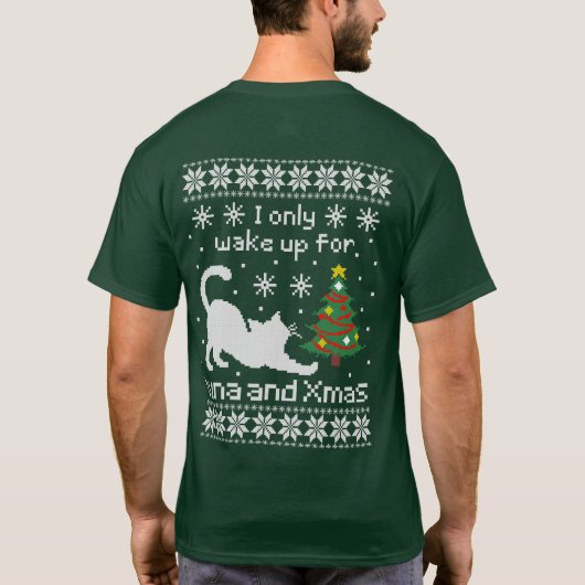 Tuna & Xmas – Pixel Cat Ugly Christmas  Tシャツ (裏面)