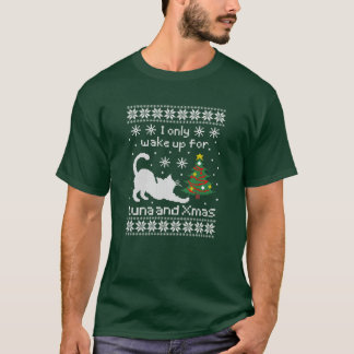 Tuna & Xmas – Pixel Cat Ugly Christmas  Tシャツ