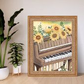 Tune in Bloom | Watercolor Sunflower Floral Piano ポスター