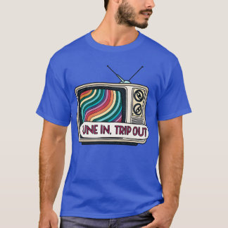Tune Inrip Out サイケデリックV レトロ 70年代 ガール Tシャツ