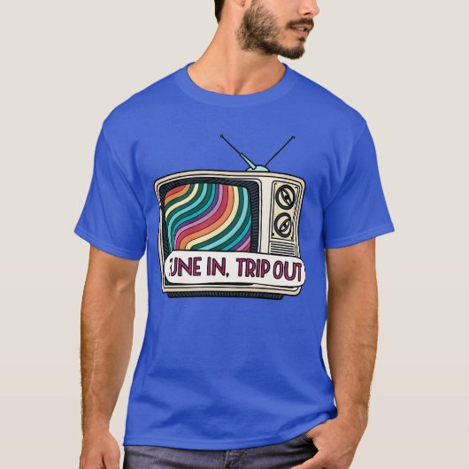 Tune Inrip Out PsychedelicV retro 70s girl Tシャツ (正面)