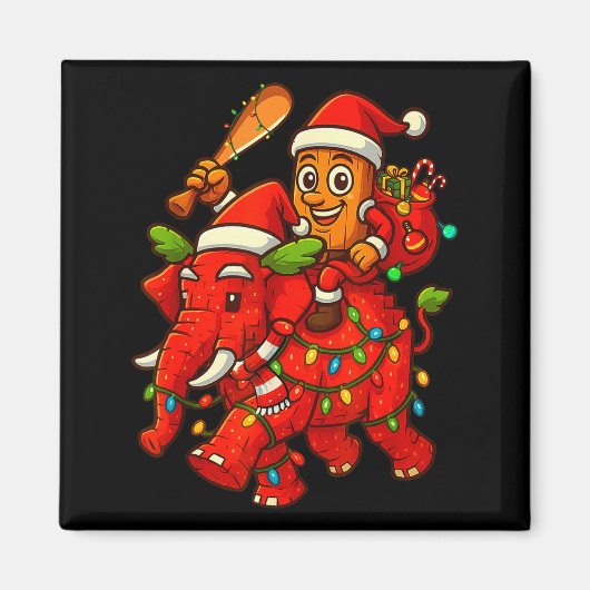 Tung Tung Sahur Riding Elephant Christmas Italian  マグネット (正面)