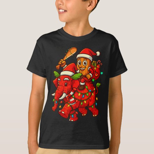 Tung Tung Sahur Riding Elephant Christmas Italian  Tシャツ (正面)