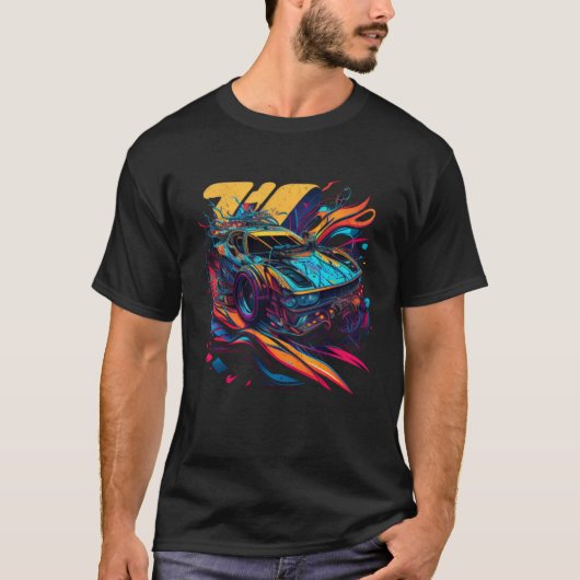 Tuning car from the 90s Pace Car racing car Tシャツ (正面)