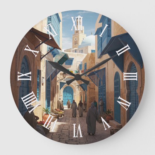 Tunis Tunisia Travel Medina ラージ壁時計 (正面)