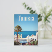 Tunisia Mediterranean Coast Retro ポストカード (スタンド正面)