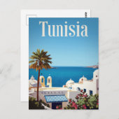 Tunisia Mediterranean Coast Retro ポストカード (正面/裏面)